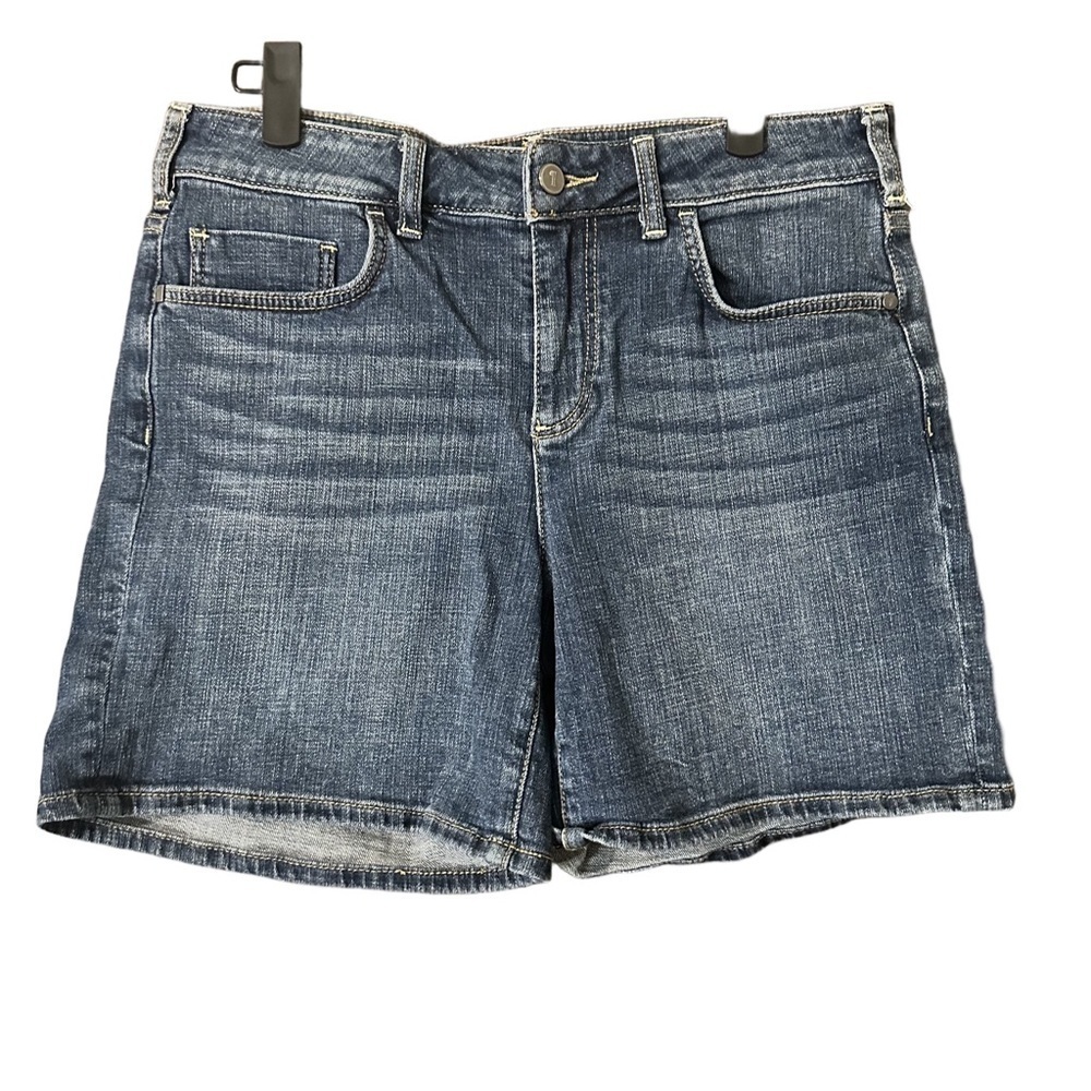 Pilcro & The Letterpress Shorts Womens Blue Denim Low Rise Script Jean Sz 29/7”
